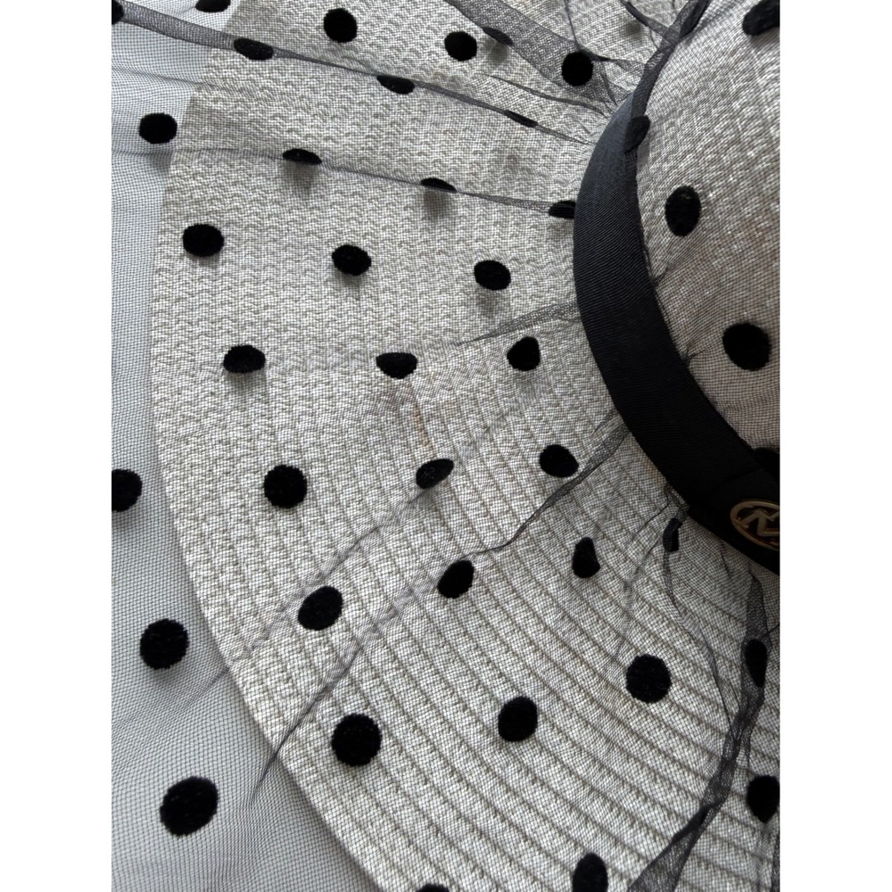 Beloved‎ Millinery White Polka Dot Veil Wide Brim Hat - Picture 5 of 11